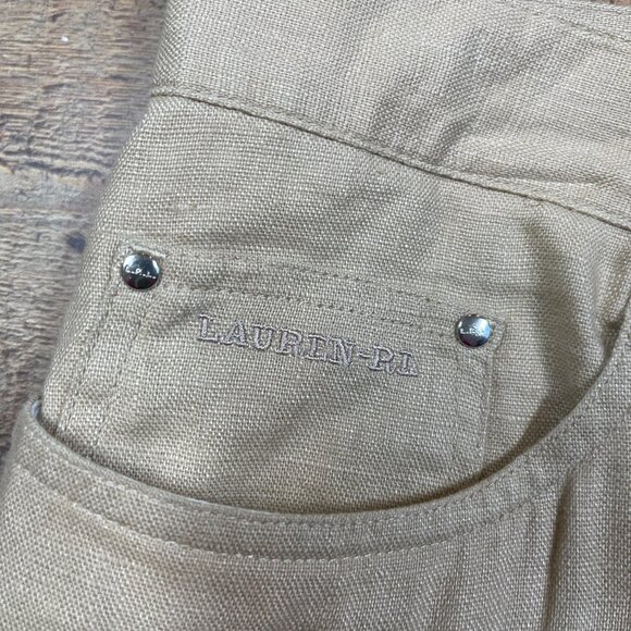 Lauren Jeans Co Ralph Lauren Tan Linen Capri Pants size 12 - Picture 4 of 5